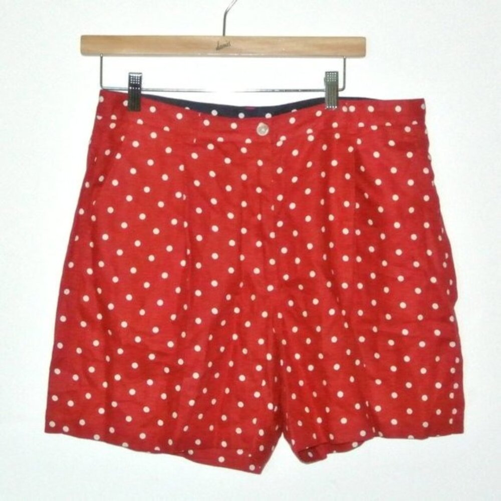Lauren Ralph Lauren Red Retro Polka Dot Shorts Petite size 14P 100% linen
